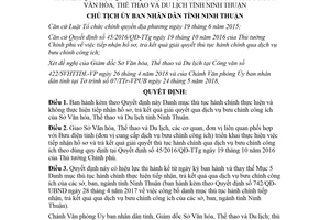 Quyết định 839/QĐ-UBND 2018 công bố thủ tục tiếp nhận qua bưu chính Sở Văn hóa Ninh Thuận