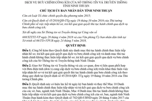 Quyết định 840/QĐ-UBND 2018 công bố thủ tục nhận hồ sơ qua bưu chính Sở Thông tin Ninh Thuận