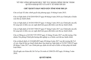 Quyết định 899/QĐ-UBND 2018 danh mục thủ tục hành chính thẩm quyền Sở Y tế Ninh Thuận