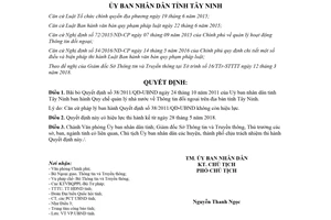 Quyết định 16/2018/QĐ-UBND bãi bỏ Quyết định 38/2011/QĐ-UBND Thông tin đối ngoại Tây Ninh