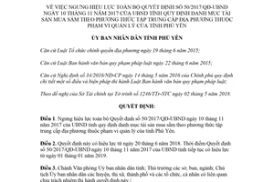 Quyết định 18/2018/QĐ-UBND ngưng hiệu lực 50/2017/QĐ-UBND tài sản mua sắm Phú Yên