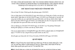 Quyết định 1095/QĐ-UBND 2018 thủ tục hành chính An toàn thực phẩm Khám bệnh Phú Yên