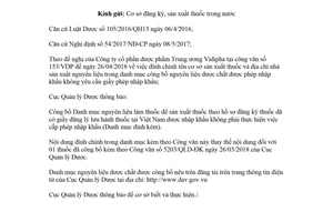 Công văn 10394/QLD-ĐK 2018 đính chính nguyên liệu dược chất không yêu cầu giấy phép nhập khẩu