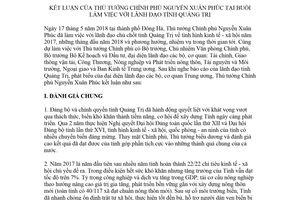 Thông báo 210/TB-VPCP 2018 kết luận của Thủ tướng tại buổi làm việc với lãnh đạo Quảng Trị