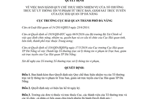 Quyết định 329/QĐ-HQĐNg 2018 Tổ thường trực xử lý thông tin vi phạm giám sát trực tuyến Đà Nẵng