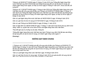 Văn bản hợp nhất 11/VBHN-NHNN 2018 Chế độ báo cáo thống kê đối với các tổ chức tín dụng