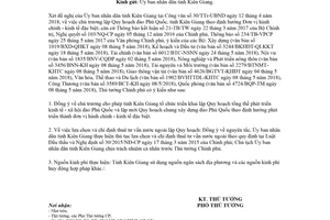 Công văn 739/TTg-CN 2018 lập Quy hoạch đảo Phú Quốc Kiên Giang định hướng Đơn vị hành chính