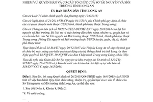 Quyết định 30/2018/QĐ-UBND sửa đổi 26/2015/QĐ-UBND cơ cấu Sở Tài nguyên Môi trường Long An