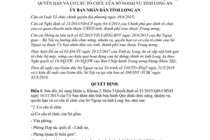 Quyết định 32/2018/QĐ-UBND sửa 51/2015/QĐ-UBND nhiệm vụ cơ cấu tổ chức Sở Ngoại vụ Long An