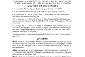 Quyết định 14/2018/QĐ-UBND thủ tục quyết định việc ra nước ngoài sử dụng ngân sách Quảng Bình