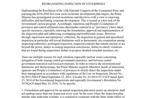 Directive 20/CT-TTg 2017 reorganizing inspection of enterprises