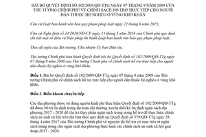 Quyết định 25/2018/QĐ-TTg bãi bỏ Quyết định 102/2009/QĐ-TTg chính sách hỗ trợ người nghèo