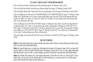 Quyết định 19/2018/QĐ-UBND Quy chế tổ chức hoạt động thôn khu phố Bình Định