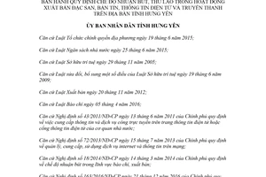 Quyết định 18/2018/QĐ-UBND chế độ nhuận bút thù lao trong hoạt động xuất bản đặc san Hưng Yên