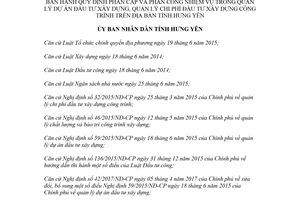 Quyết định 19/2018/QĐ-UBND phân cấp quản lý dự án chi phí đầu tư xây dựng công trình Hưng Yên