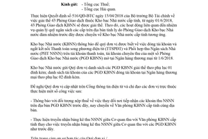 Công văn 2384/KBNN-KTNN 2018 đóng tài khoản một số Phòng Giao dịch Kho bạc Nhà nước
