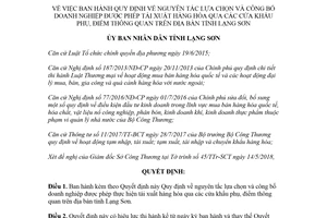 Quyết định 930/QĐ-UBND 2018 công bố doanh nghiệp được phép tái xuất hàng hóa Lạng Sơn