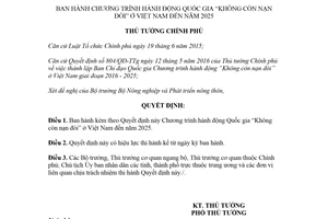 Quyết định 712/QĐ-TTg 2018 Chương trình hành động Quốc gia Không còn nạn đói ở Việt Nam