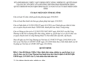 Quyết định 13/2018/QĐ-UBND sửa cơ cấu tổ chức Sở Công Thương kèm 48/2015/QĐ-UBND Hà Tĩnh