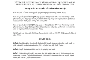 Quyết định 1177/QĐ-UBND 2018 nâng cao năng lực cạnh tranh dịch vụ logistics Bình Thuận
