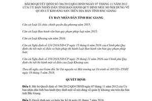 Quyết định 12/2018/QĐ-UBND bãi bỏ Quyết định 386/2012/QĐ-UBND quản lý khoáng sản Bắc Giang