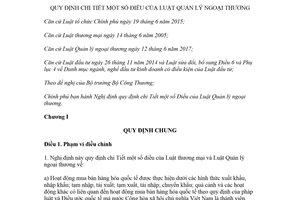 Decree 69/2018/ND-CP on guidelines for the Law on Foreign Trade Management