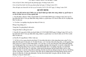 Quyết định 24/2018/QĐ-UBND sửa đổi Quyết định quy định chức năng sở ban ngành Bến Tre