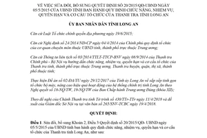 Quyết định 19/2018/QĐ-UBND sửa đổi 20/2015/QĐ-UBND cơ cấu tổ chức Thanh tra Long An