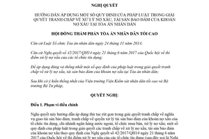 Resolution 03/2018/NQ-HDTP guidelines settlement dispute over settlement of non-performing loans