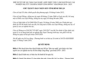 Quyết định 1407/QĐ-UBND 2018 Đào tạo nghề giới thiệu việc người sau cai nghiện Bình Thuận
