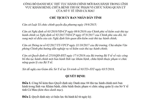 Quyết định 737/QĐ-UBND 2018 thủ tục hành chính mới Khám chữa bệnh Sở Y tế Cà Mau