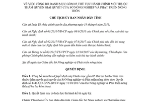 Quyết định 544/QĐ-UBND 2018 công bố danh mục 05 thủ tục hành chính Sở Nông nghiệp Gia Lai