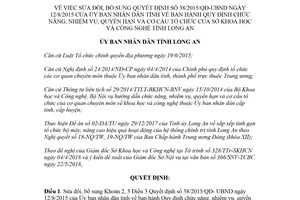 Quyết định 27/2018/QĐ-UBND sửa đổi Quyết định 38/2015/QĐ-UBND Long An