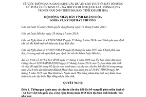 Nghị quyết 04/NQ-HĐND 2018 danh mục dự án cần thu hồi đất để phát triển kinh tế Khánh Hòa