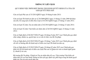 Thông tư liên tịch 07/2018/TTLT-BTP-VKSNDTC-TANDTC thi hành quyết định của Tòa án về phá sản