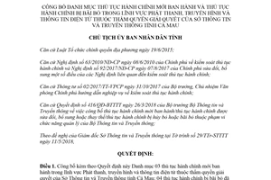 Quyết định 800/QĐ-UBND 2018 danh mục thủ tục hành chính Phát thanh Sở Thông tin Cà Mau