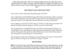 Quyết định 801/QĐ-UBND 2018 danh mục thủ tục hành chính Phát thanh truyền hình Cà Mau