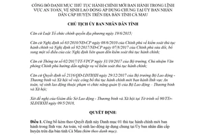 Quyết định 802/QĐ-UBND 2018 danh mục thủ tục hành chính An toàn vệ sinh lao động Cà Mau