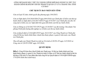 Quyết định 828/QĐ-UBND 2018 danh mục thủ tục hành chính thuộc quản lý Thanh tra Cà Mau