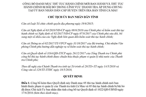 Quyết định 829/QĐ-UBND 2018 công bố thủ tục hành chính thanh tra Ủy ban cấp huyện Cà Mau