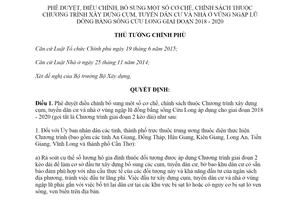 Quyết định 714/QĐ-TTg 2018 bổ sung cơ chế xây dựng cụm tuyến dân cư vùng ngập lũ Cửu Long