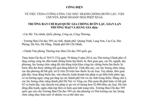 Công điện 229/CĐ-BCĐ389 2018 đấu tranh chống buôn lậu vận chuyển kinh doanh trái phép xì gà