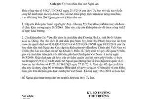 Công văn 2046/BNG-UBBG 2018 danh mục cửa khẩu phụ lối mở được mua bán trao đổi hàng hóa