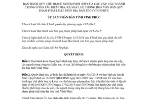 Quyết định 12/2018/QĐ-UBND Quy chế trách nhiệm trong rà soát văn bản quy phạm Vĩnh Phúc