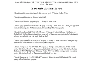 Quyết định 17/2018/QĐ-UBND bảng giá tính thuế tài nguyên Tây Ninh