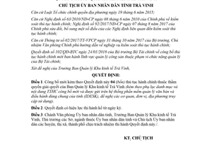 Quyết định 959/QĐ-UBND 2018 công bố mới thủ tục hành chính Ban Quản lý Khu kinh tế Trà Vinh