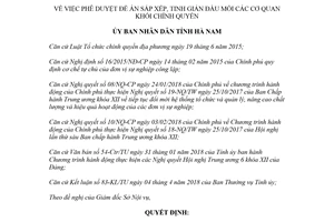 Quyết định 807/QĐ-UBND 2018 Đề án sắp xếp tinh giản đầu mối cơ quan khối chính quyền Hà Nam