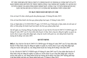 Quyết định 04/2018/QĐ-UBND bãi bỏ 01/2007/CT-UBND nghĩa vụ quân sự Củ Chi Hồ Chí Minh