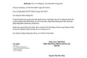 Công văn 11258/QLD-ĐK 2018 danh mục nguyên liệu làm thuốc không phải cấp phép nhập khẩu