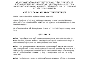 Quyết định 749/QĐ-UBND 2018 thủ tục tiếp nhận hồ sơ bưu chính công ích Sở Tư pháp Ninh Thuận